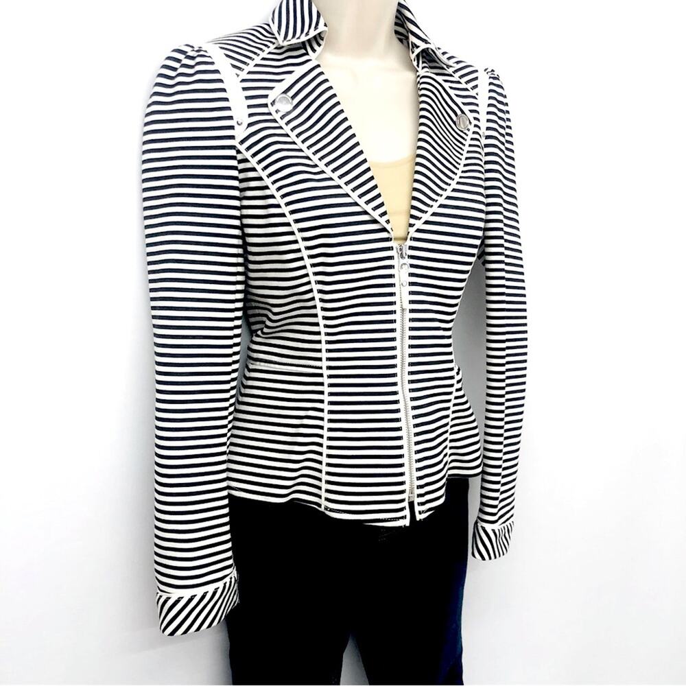 White House Black Market Stripe Moto Jacket